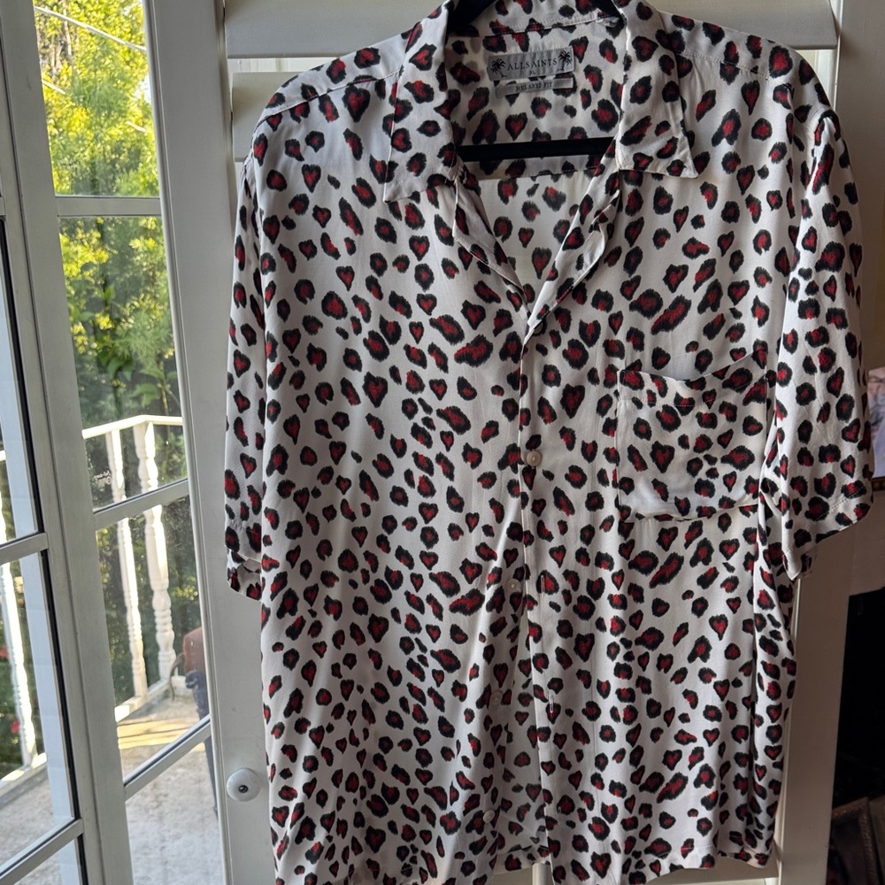 All Saints White and Red Patterned Men's Shirt